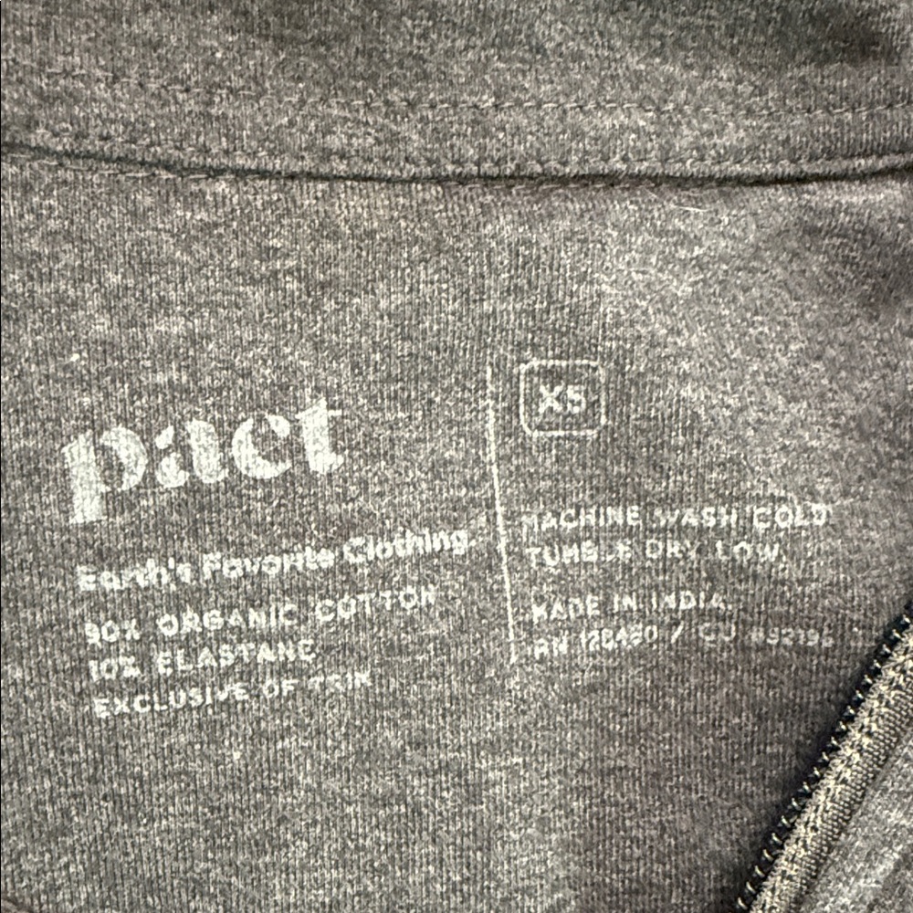 PACT Women's‎ Pure Fit Organic Cotton Zip Up Sweatshirt Size XS Grey - Picture 5 of 6